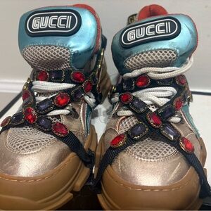 Gucci Sneakers with Red and Blue Jewel Accents
